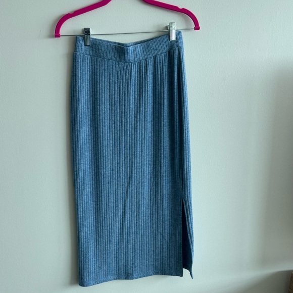 NWOT 1. STATE Rib Knit Side Slit Midi Pencil Skirt - Picture 2 of 4